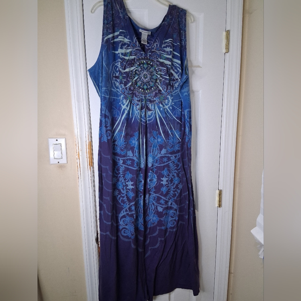 Blue Sleeveless Maxi Dress By Catherines